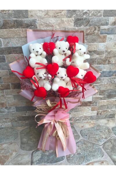 Flowers Kalpli Beyaz Ayıcık Buketi