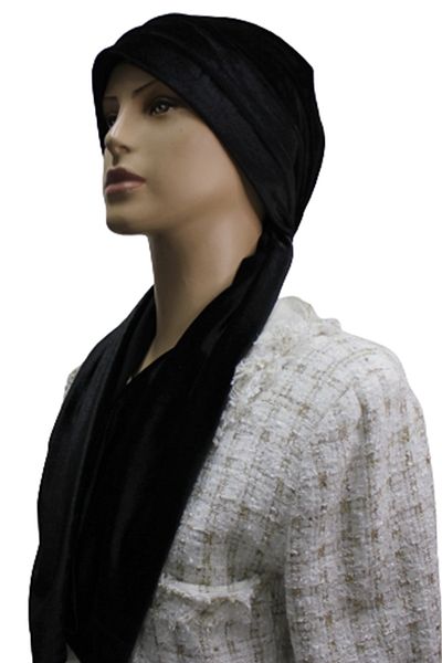 eflin Women's Hijab Clothing with Scarf Bonnet Black Velvet