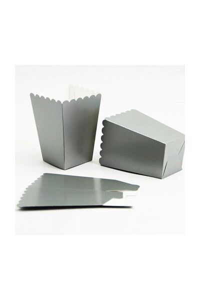 eymen süs Silver Color Corn Box Popcorn Box 8 Pieces 8×11 cm
