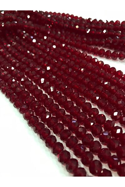 LİVZA BİJUTERİ Kristal Boncuk , Bordo Renk Kristal Boncuk Dizisi, 8 Mm Yuvarl...