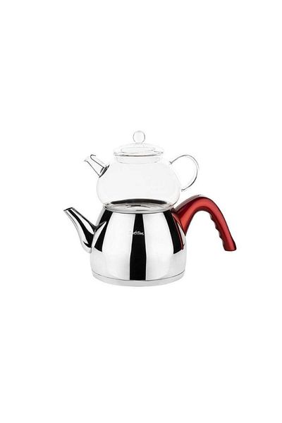 Tantitoni Red Conical Medium Size Stainless Steel Teapot Set 980/1700ml