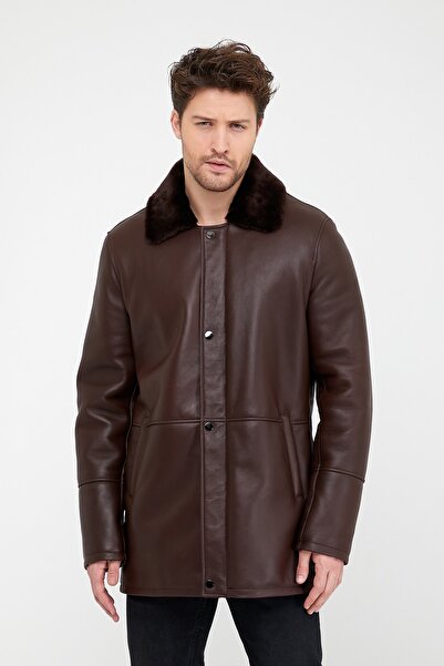 Leather Club Kahve Kuzu Kürk Kaban