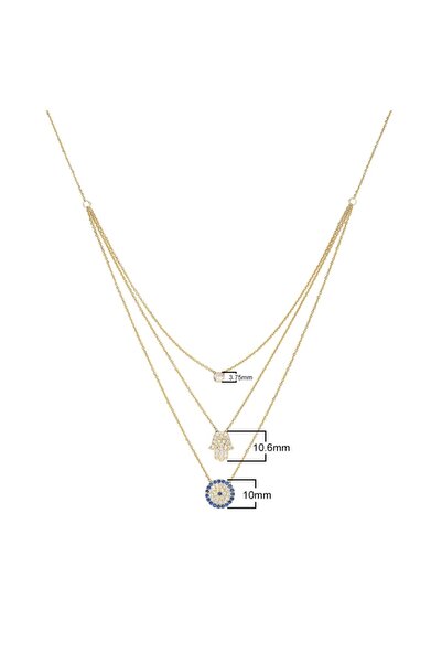 Coşar Silver Zirkon Taşlı Pırlanta Montür Altın Kaplama Sembollü Gümüş Kolye