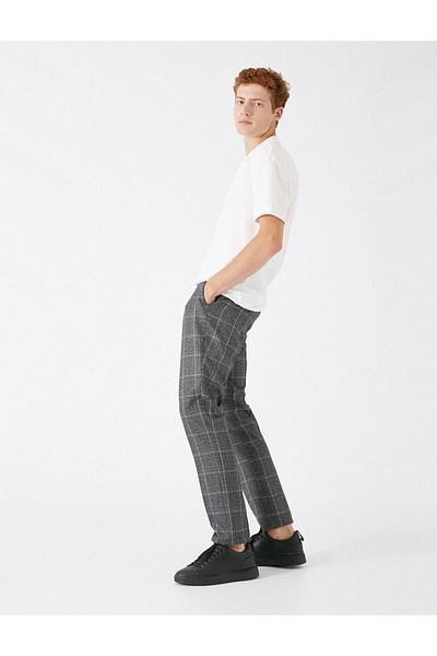 Koton Men's Anthracite Plaid Jeans 1KAM49411NW