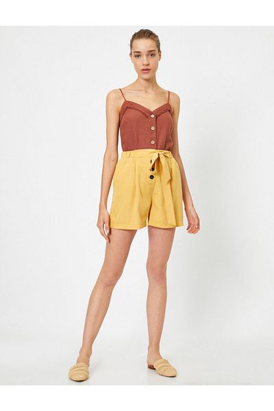 Koton Belted Pleated Buttoned Shorts