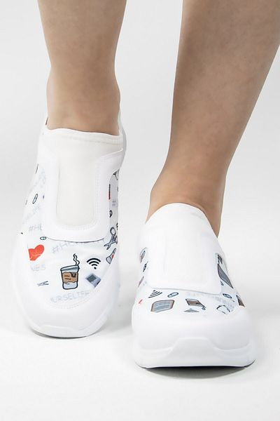 Nur Ortopedi White Nurse Life, pantofi sport ortopedici Stretch cu oglindă