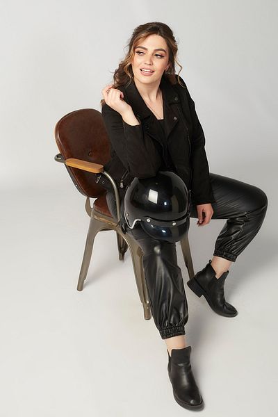 Moda Alba Plus Size Black Lycra Leather Trousers - Elastic Waist and Legs