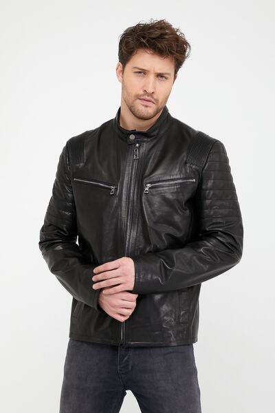 Leather Club Siyah Deri Ceket
