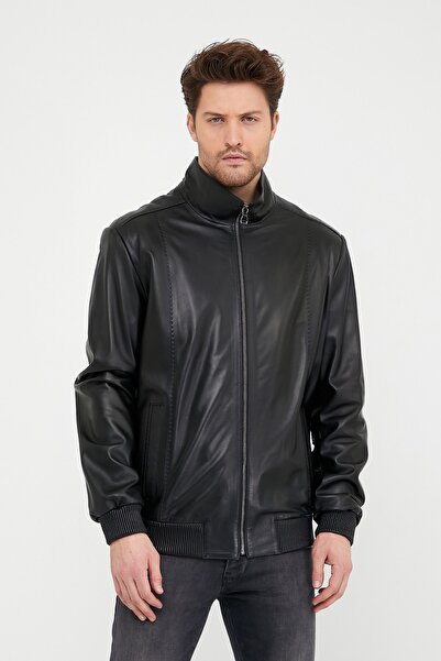 Leather Club Siyah Klasik Deri Ceket