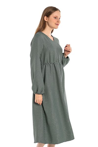 DISENTIS MODEST Rochie neagră, verde, cu decolteu în V, cu talie și mâneci elastice