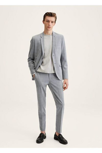 MANGO Man Super Slim-Fit Checkered Tailored Blazer Jacket