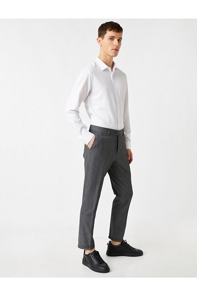 Koton Slim Fit Poplin Fabric Chino Trousers with Pockets