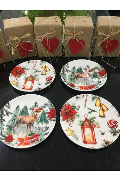 TEBAK COLLECTION 4-Piece Porcelain New Year Pattern 25 cm Serving Plate