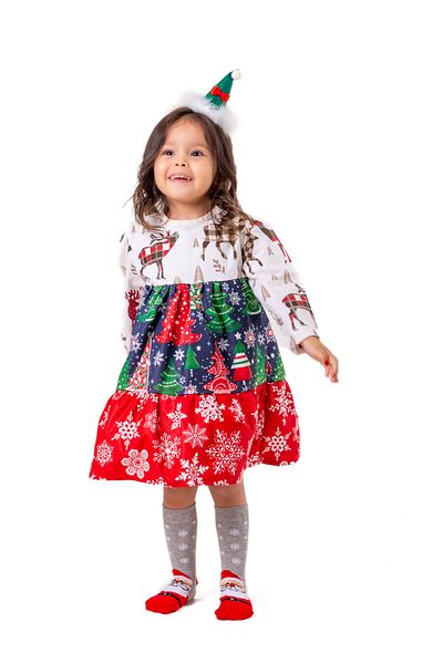HEPSİMİNNAK Girl's Gypsy Skirt Christmas Dress Crown New Year's Red Party Christmas
