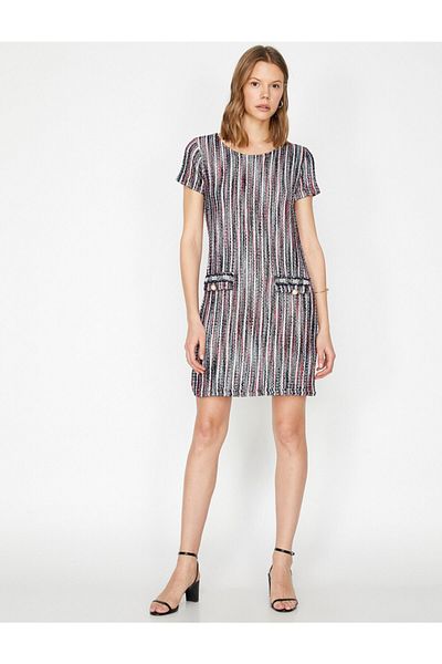 Koton Women's Red Patterned Dress 9yak83755ek
