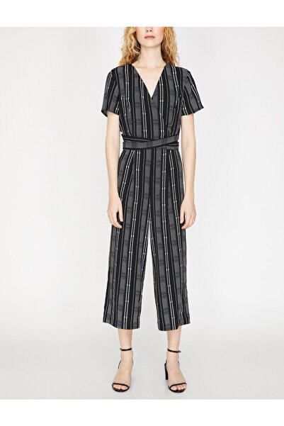 Koton Schwarzer gestreifter Overall für Damen