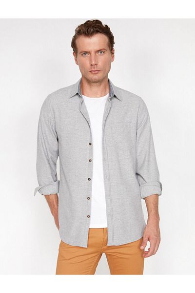 Koton Men's Pocket Detailed Shirt