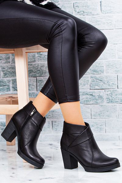 Deripabuc Genuine Leather Black Women's Heeled Leather Boots Trc-3771