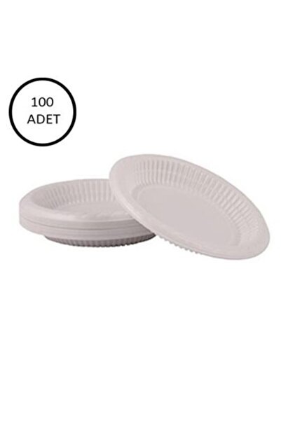 EMEL AMBALAJ Plastik Kullan At Tabak Büyük Boy 21 Cm 100 Adet Beyaz