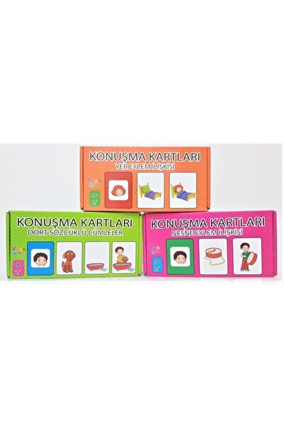 Yuka Kids Konuşma Kartları 3'lü Set 18+ay Nesne Eylem Ilişkisi-dört Sözcüklü ...