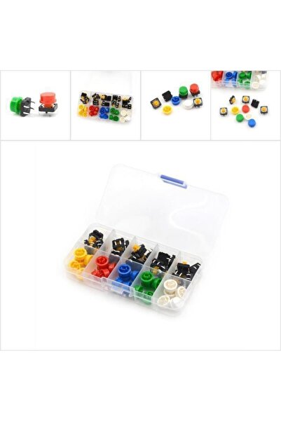 Arduino 12x12x7.3mm Push Buton Ve Kapak Seti Kutulu
