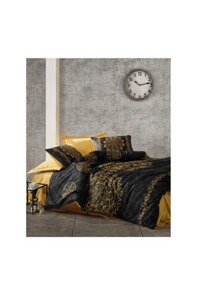 Cotton Box Satin Double Duvet Cover Set Alvina Gold