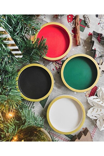 Orange Atelier 4'lü Dekoratif Beton Bardak Altlıgı Mumluk Tütsülük Yeni Yıl N...