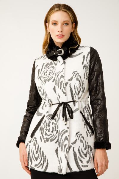 Ekol Dik Yaka Önü Desenli Kaban