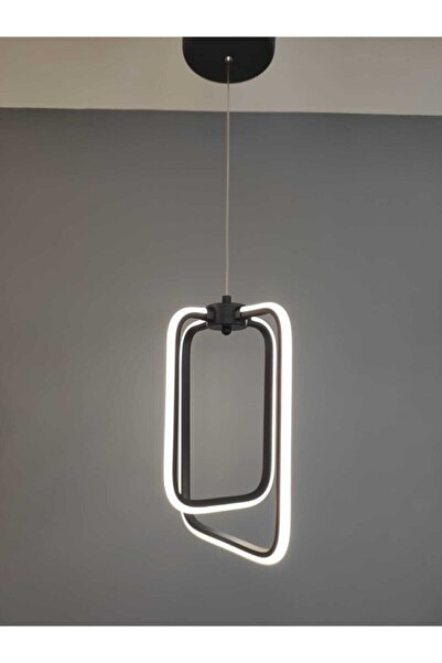 Modern Avize Modern Kare İkili Led Siyah Sarkıt Avize