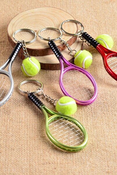safestore Gerçekçi Tenis Raketi Tasarımlı Şık Anahtarlık Kolye Çanta Süsü Ten...