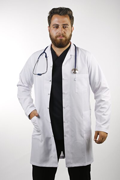 EMIR Erkek Beyaz Uzun Kollu 90 Cm Ceket Yaka Alpaka Öğretmen Doktor Eczacı He...