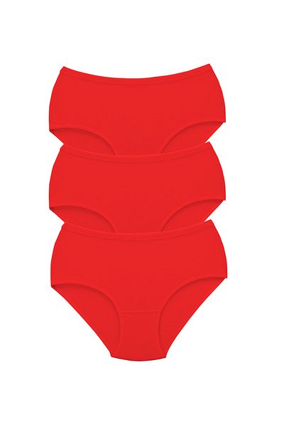 Tutku 3 Pieces Women's High Waist Bato Thick Rubber Panties Red
