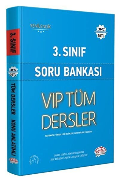 Editör Yayınevi 3.sınıf Vıp Tüm Dersler S B Mavi Kitap 2022 / Editör
