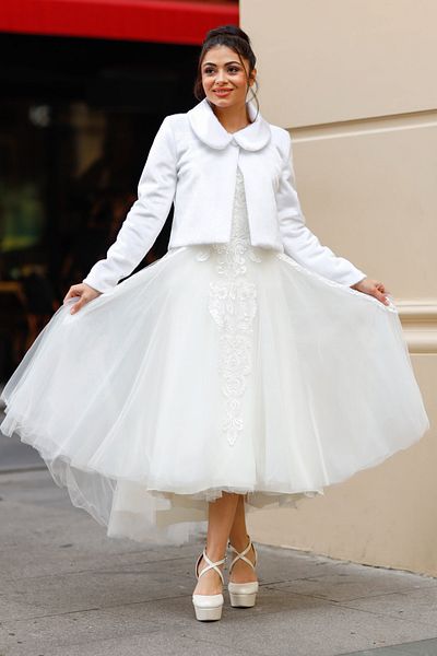 Turkuaz Bridal Etol Bolero Jacket Baby Collar Snow White