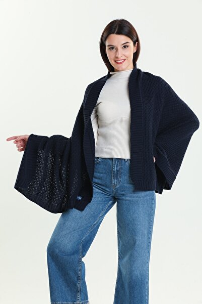 Ocean Navy Blue Knitwear Shoulder Shawl