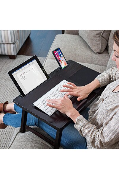 hodbehod Katlanabilir Eğim Ayarlı Ahşap Portatif Tablet Laptop Sehpası Kitap Çalışma Kahvaltı Keyif Masası