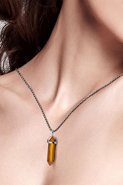 Tesbih Atölyesi Certified Nail Model High Quality Natural Tiger Eye Stone Necklace