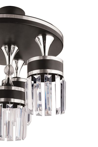 KUZEY AYDINLATMA Asli 4-Piece Profonier Crystal Stone Black Chrome Gilded Luxury Modern Chandelier