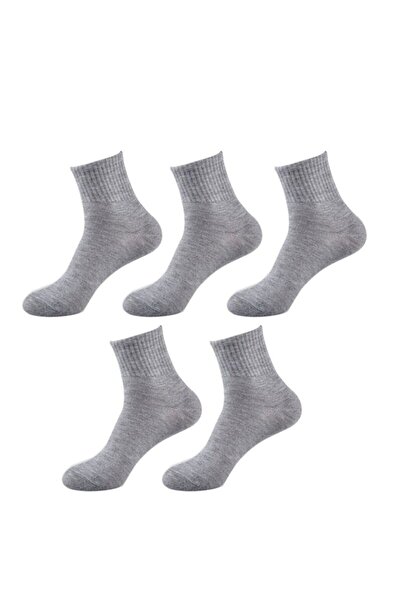 çorapmanya 5 Çift Kadın Gri Kolej Tenis Çorap