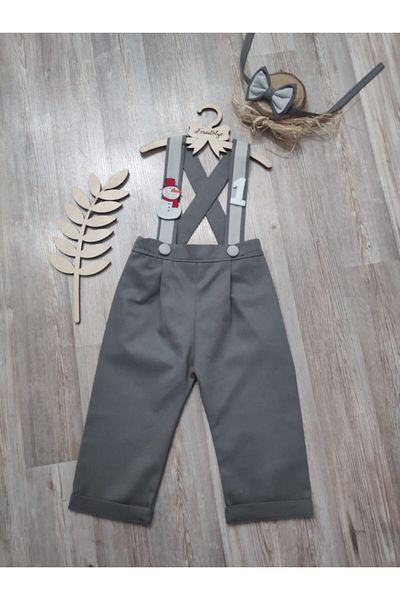 Feriatolye Winter Concept Snowman Themed Baby Boy Trousers Salopette Birthday Outfit