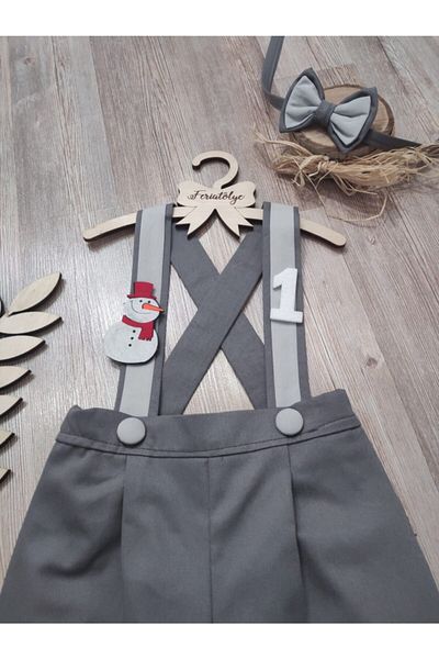 Feriatolye Winter Concept Snowman Themed Baby Boy Trousers Salopette Birthday Outfit