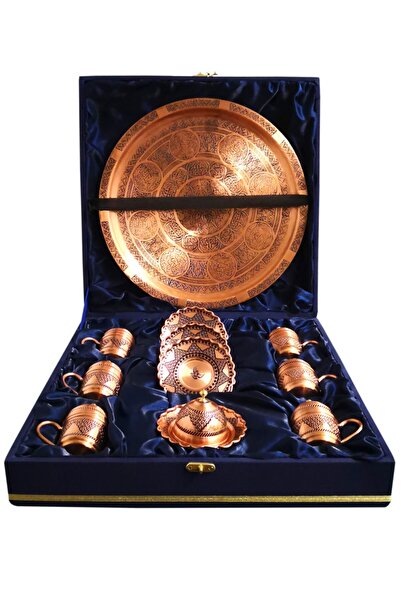 Binbir Trend Gaziantep Üzüm Işlemeli (el Yapımı) 6 Kişilik Türk Kahvesi Takımı