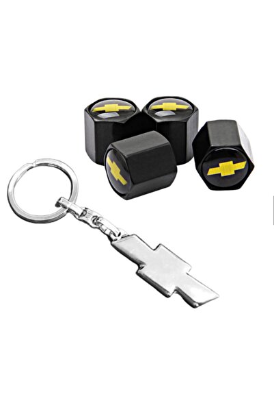 GARDENAUTO غطاء صمام شيفروليه كابتيفا 4 قطع وسلسلة مفاتيح كروم