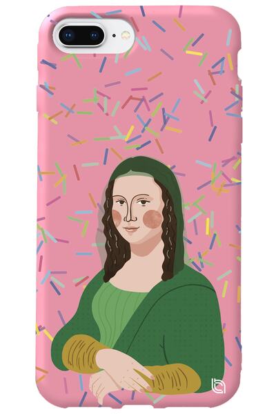 WANNA PROTECT iPhone 8 Plus Pink Color Mona Lisa Velvet Patterned Silicone Ph...