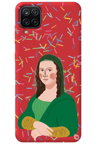 WANNA PROTECT Samsung Galaxy A12 Red Color Mona Lisa Velvet Patterned Silicon...