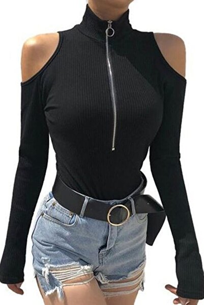 Club Soda Еластична рипсена блуза с детайли на раменете и ръчно вързана блуза