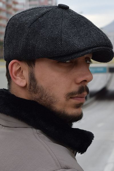 Göksu Şapka Καπνιστό ανδρικό χειμερινό καπέλο βρετανικού στυλ Peaky Blinders Newsboy Trend 8 τεμαχίων Καπάκι ψαροκόκαλο