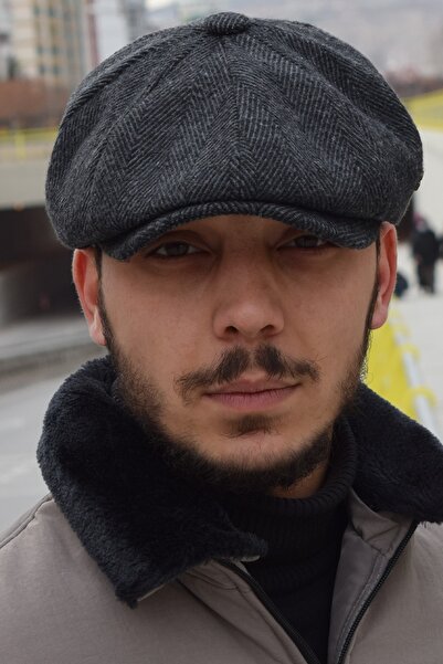 Göksu Şapka Füme Erkek Kışlık Kasket İngiliz Stili Peaky Blinders Newsboy Trend 8 Parça Kasket Balıksırtı