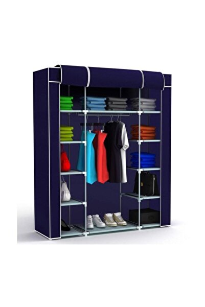 Genel Markalar Metal Profilli Bez Dolap 12 Raflı Portatif Bez Dolap Kumaş Gar...