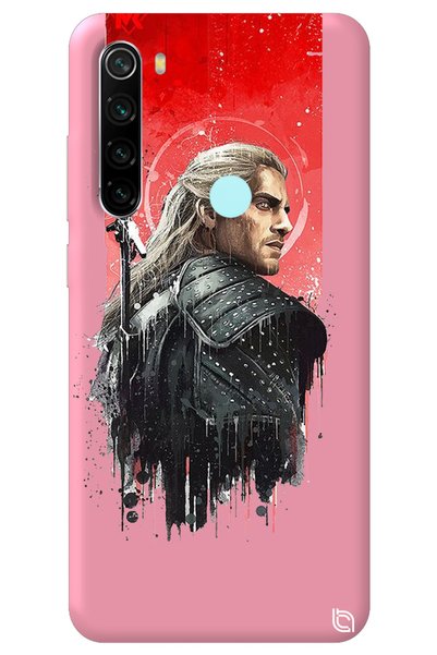 WANNA PROTECT Xiaomi Redmi Note 8 Pink Color the Witcher Velvet Patterned Sil...